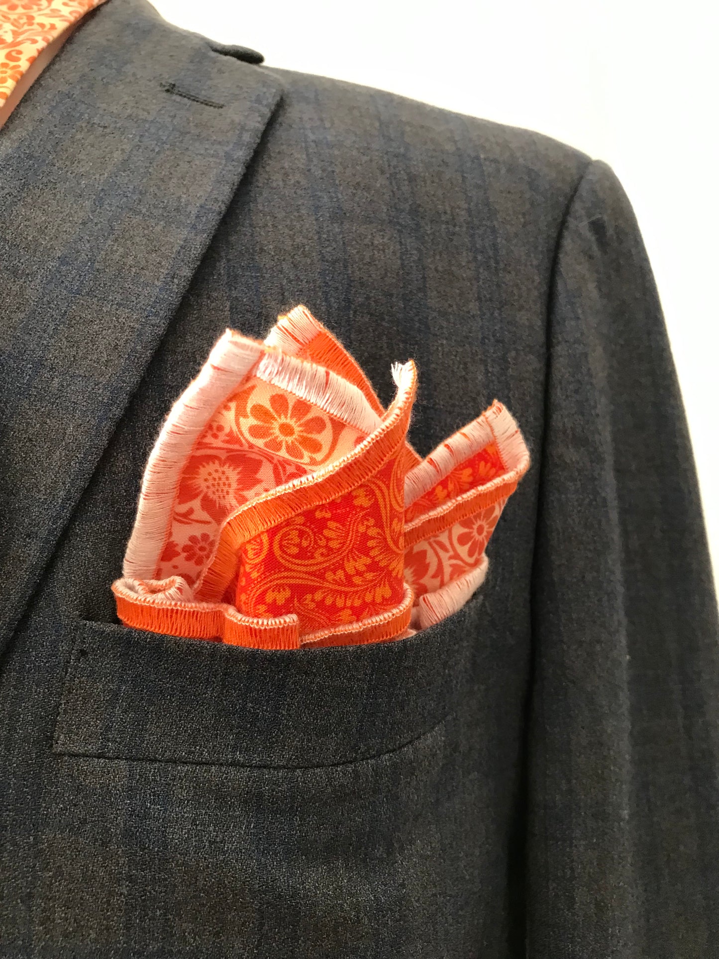 Orange on orange print reversible Bowtie set (FATBOW)