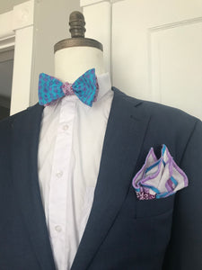 Light purple with tealish and lavender reversible Bowtie set