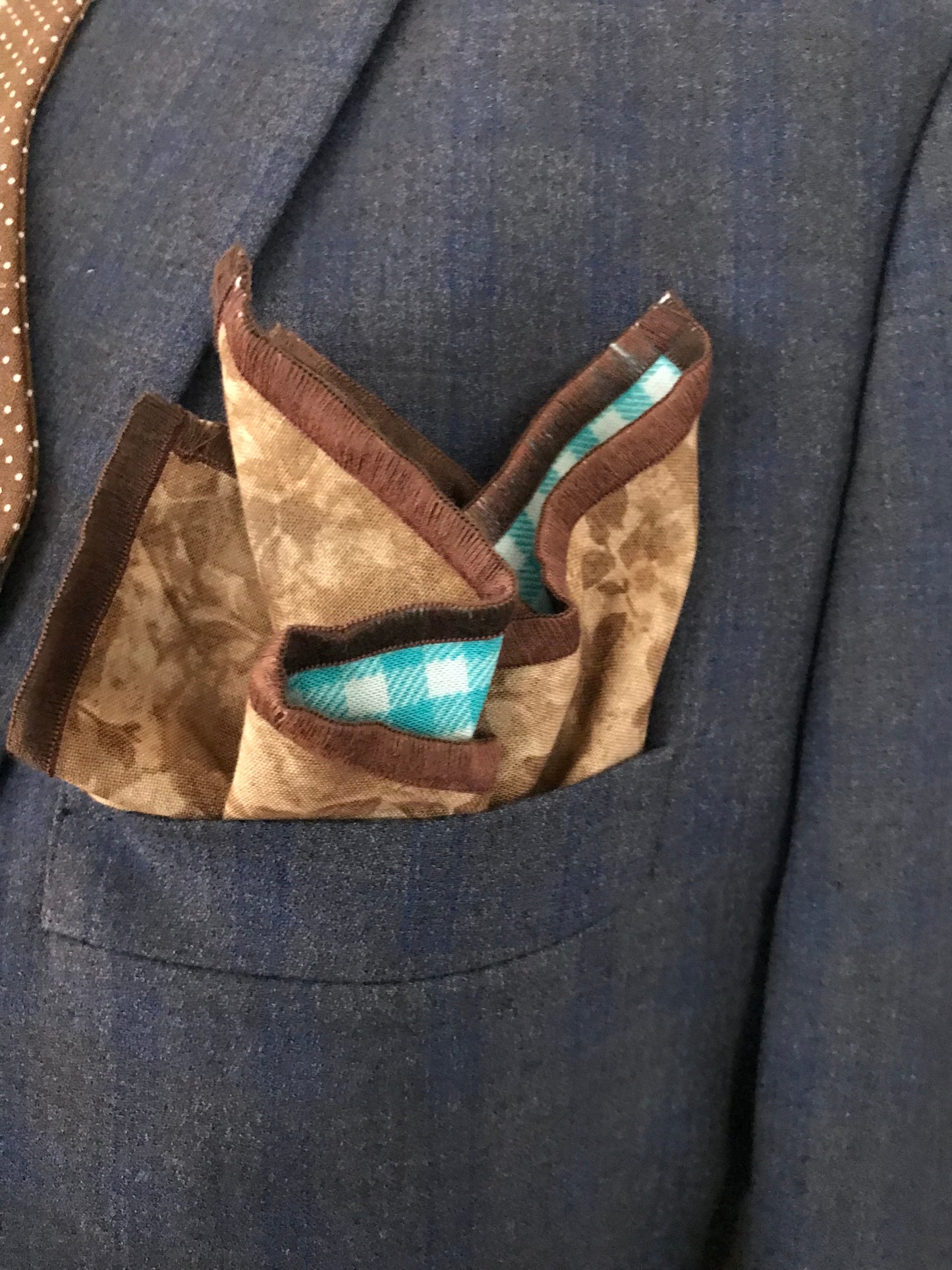 Brown dots and teal and brown dot print Bowtie Set (FATBOW)