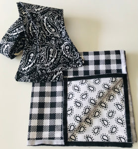 Black and white paisley print