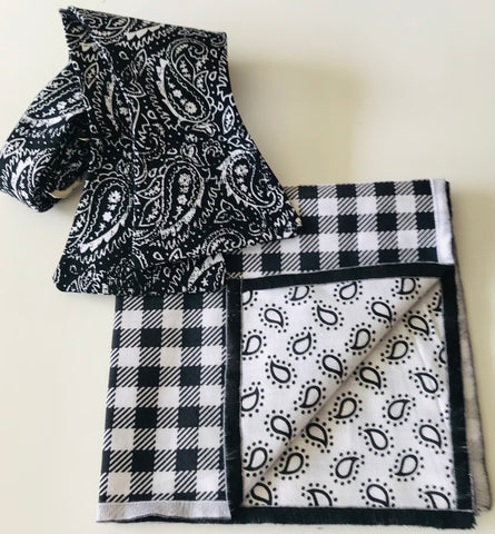 Black and white paisley print