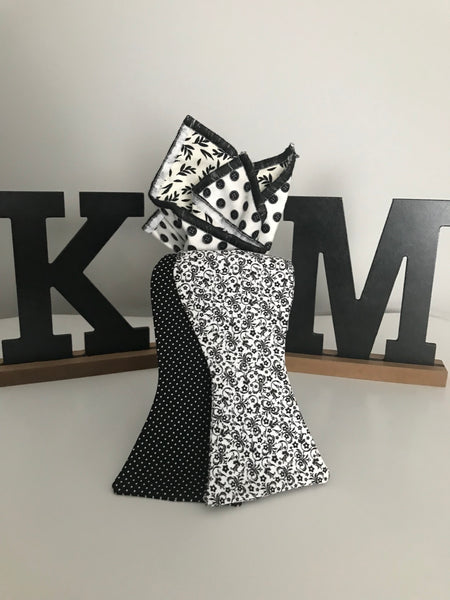 Black Dots and White and Black print Reversible Bowtie set