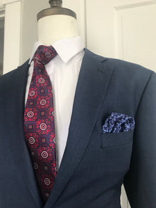 Red and blue print tie set