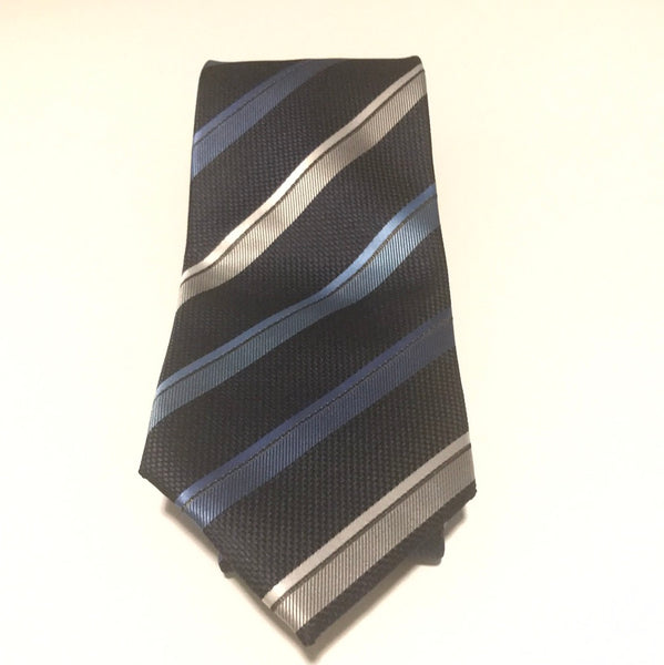 Blue tie with Silver strips Tie set
