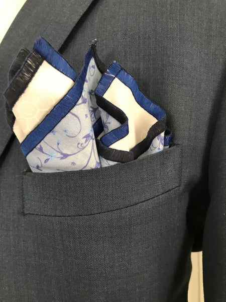 Powder blue and blue print reversible Bowtie set