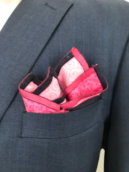 Pink print with Blue and pink flower reversible Bowtie set