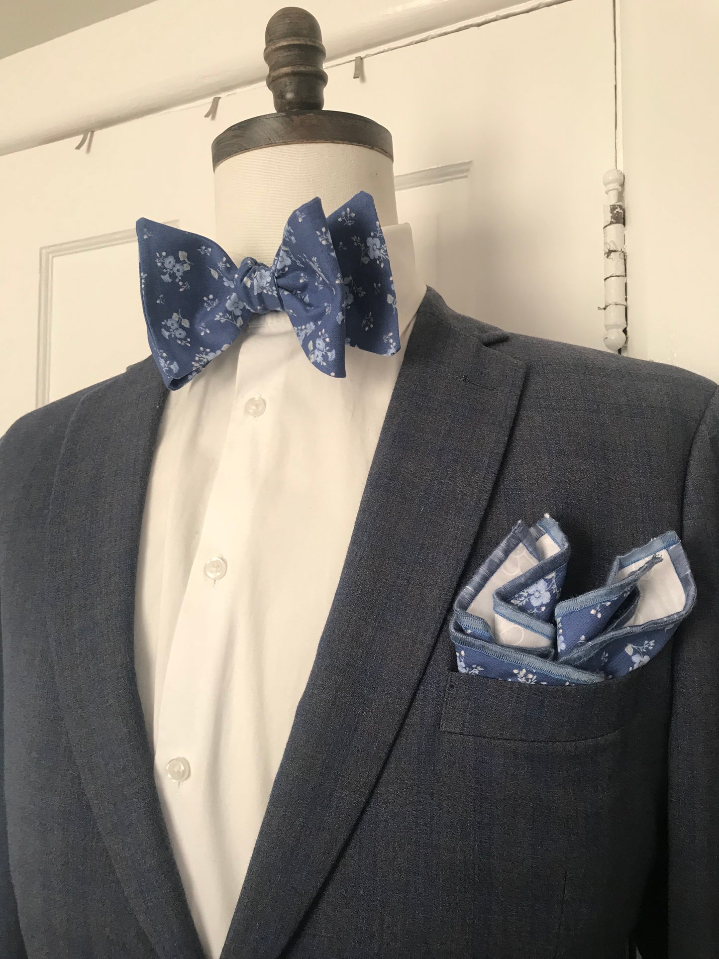 Blue flower print Bowtie Set (FATBOW