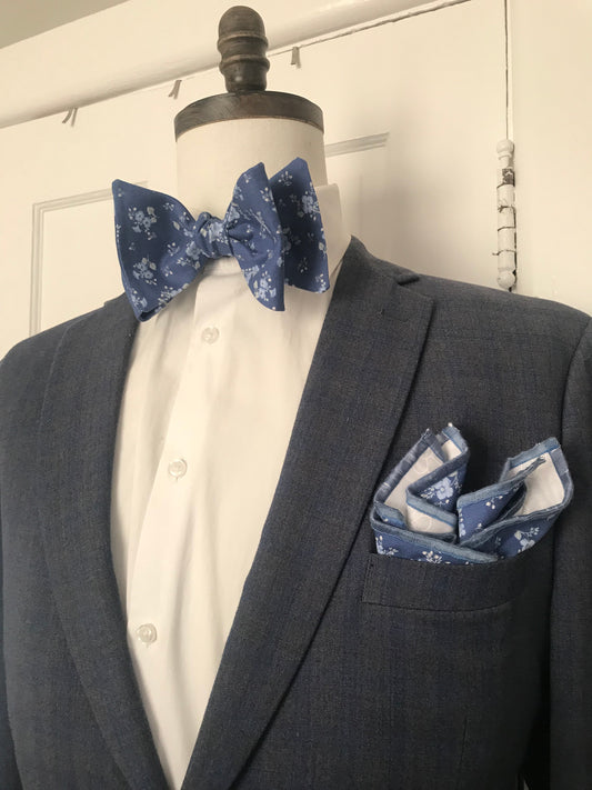 Blue flower print Bowtie Set (FATBOW
