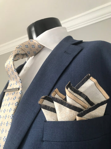 Tan and blue  Tie Set