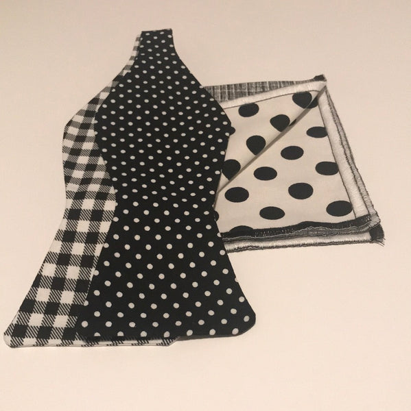 Black dots and white and black checks Bowtie Set