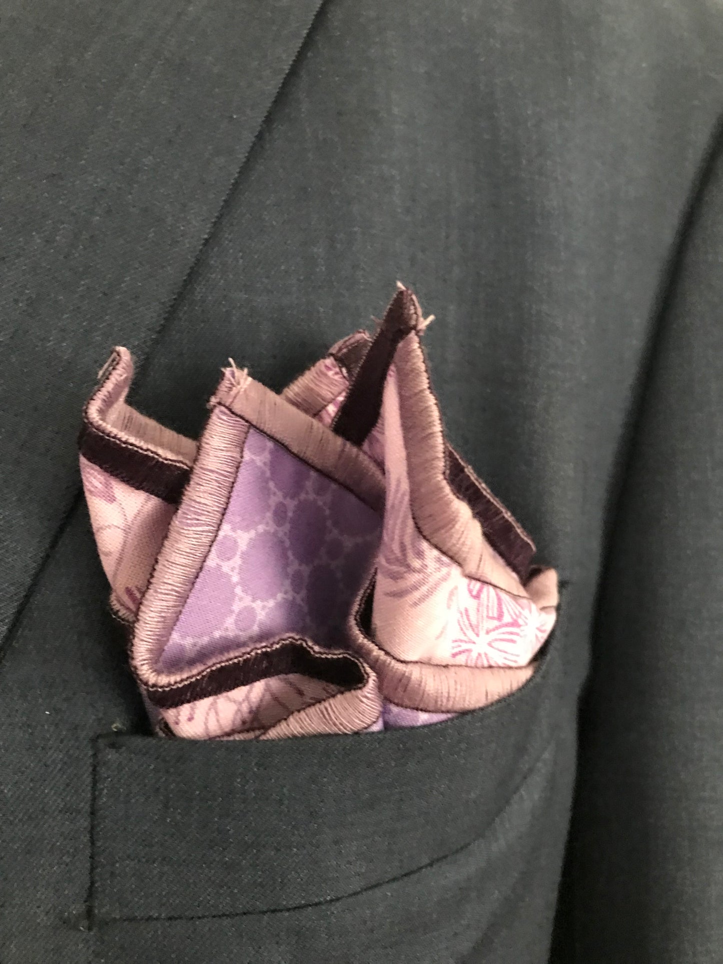 Deep purple with white and lavender print reversible Bowtie set