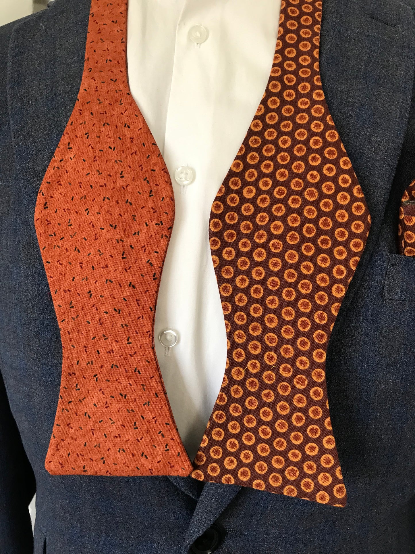 Rust on rust print reversible Bowtie set (FATBOW)