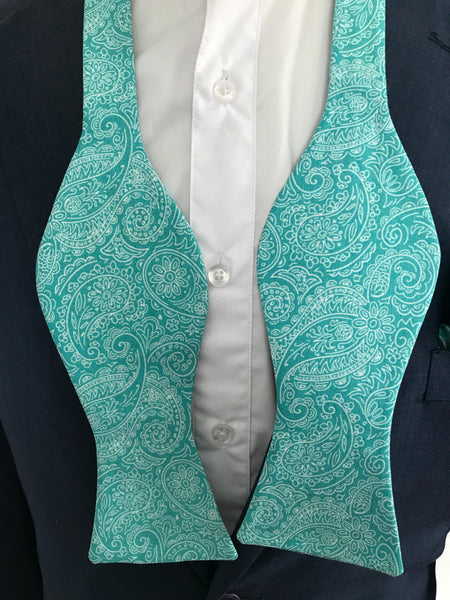 Teal paisley print Bowtie Set