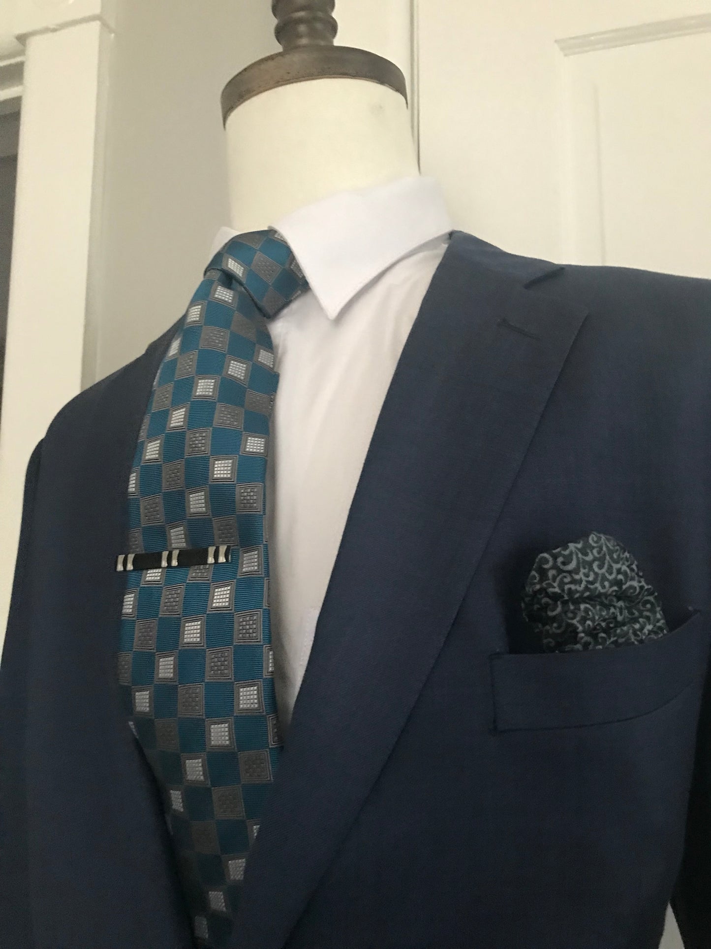 Teal and grey tie set