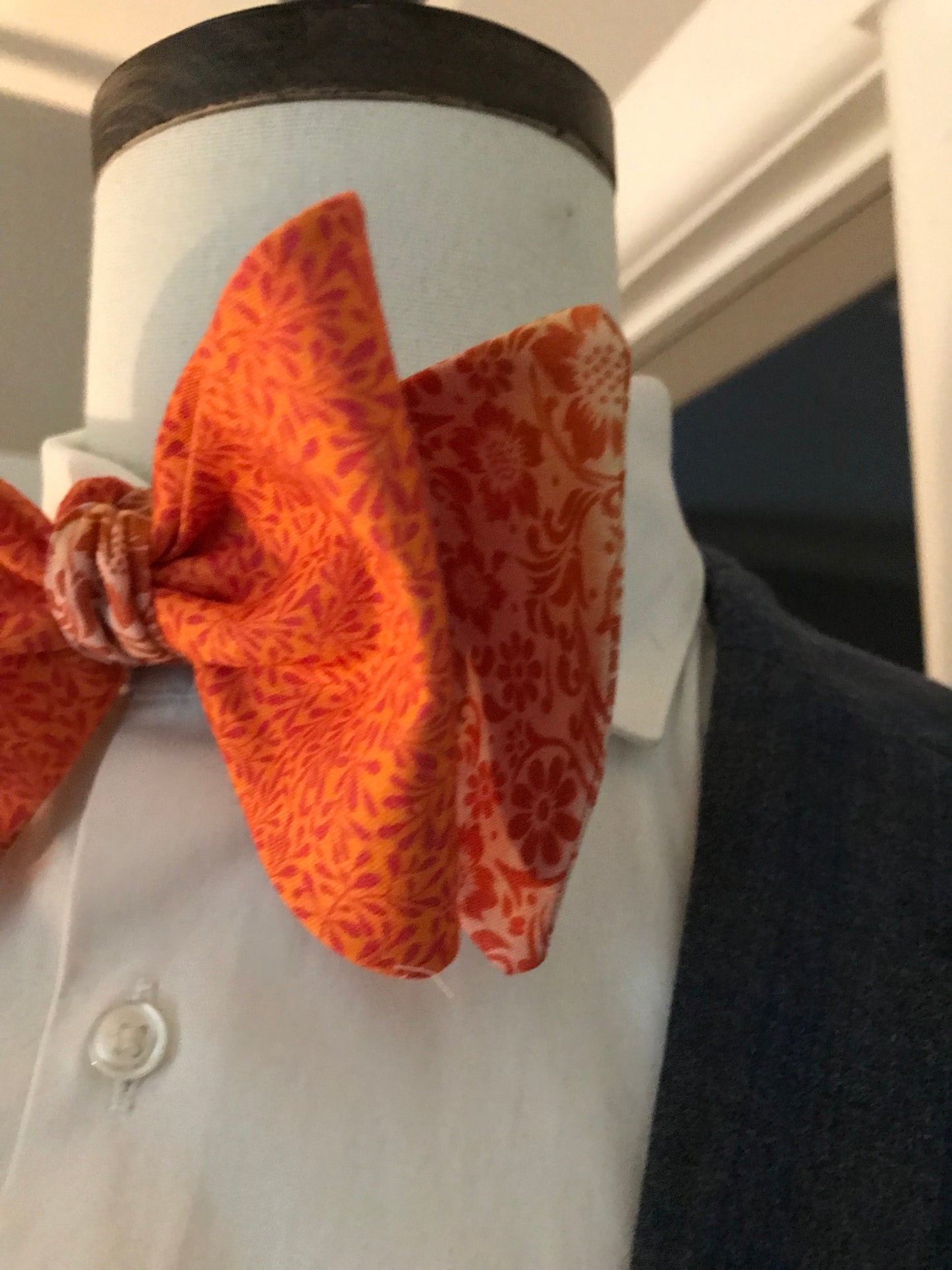 Orange print on orange print reversible Bowtie set (FATBOW)