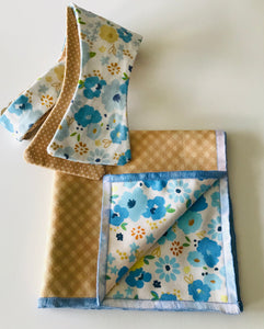 Tan and baby blue reversible Bowtie set
