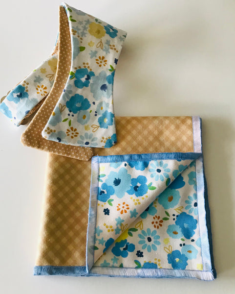 Tan and baby blue reversible Bowtie set