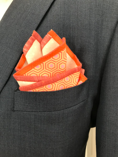 Rosy pink print with orange and rose  print reversible Bowtie set
