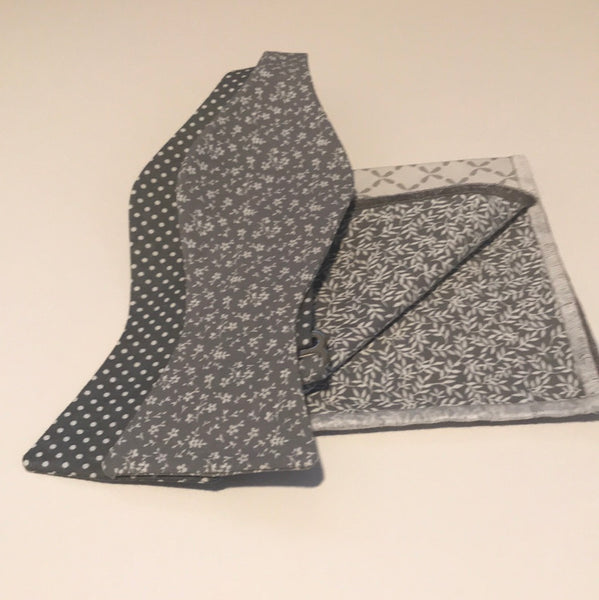 Grey dots on Grey print Bowtie Set