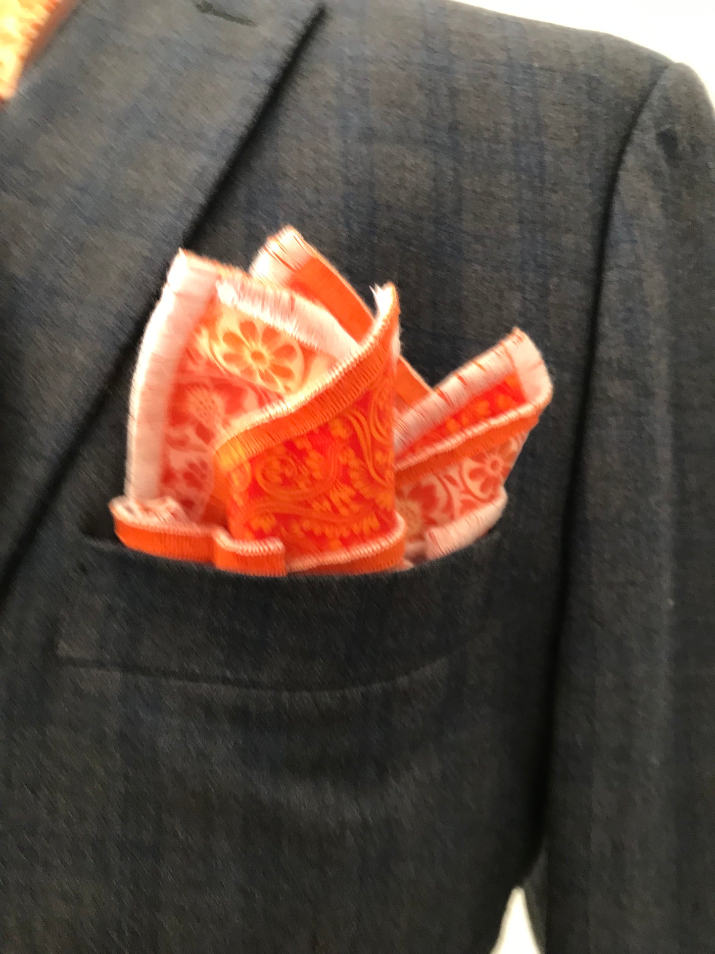 Orange on orange print reversible Bowtie set (FATBOW)