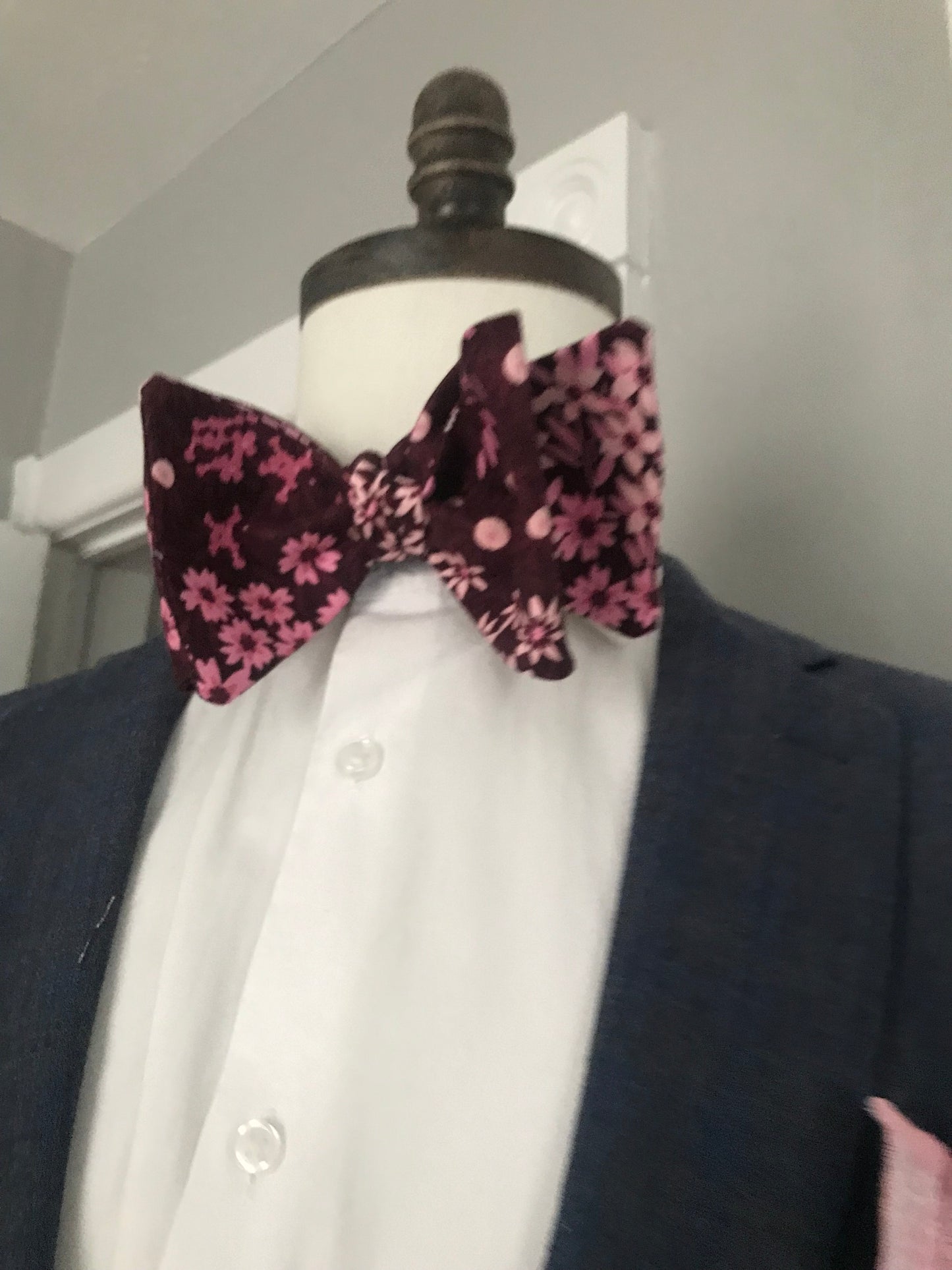 Rosy and pink print Bowtie Set(FATBOW)