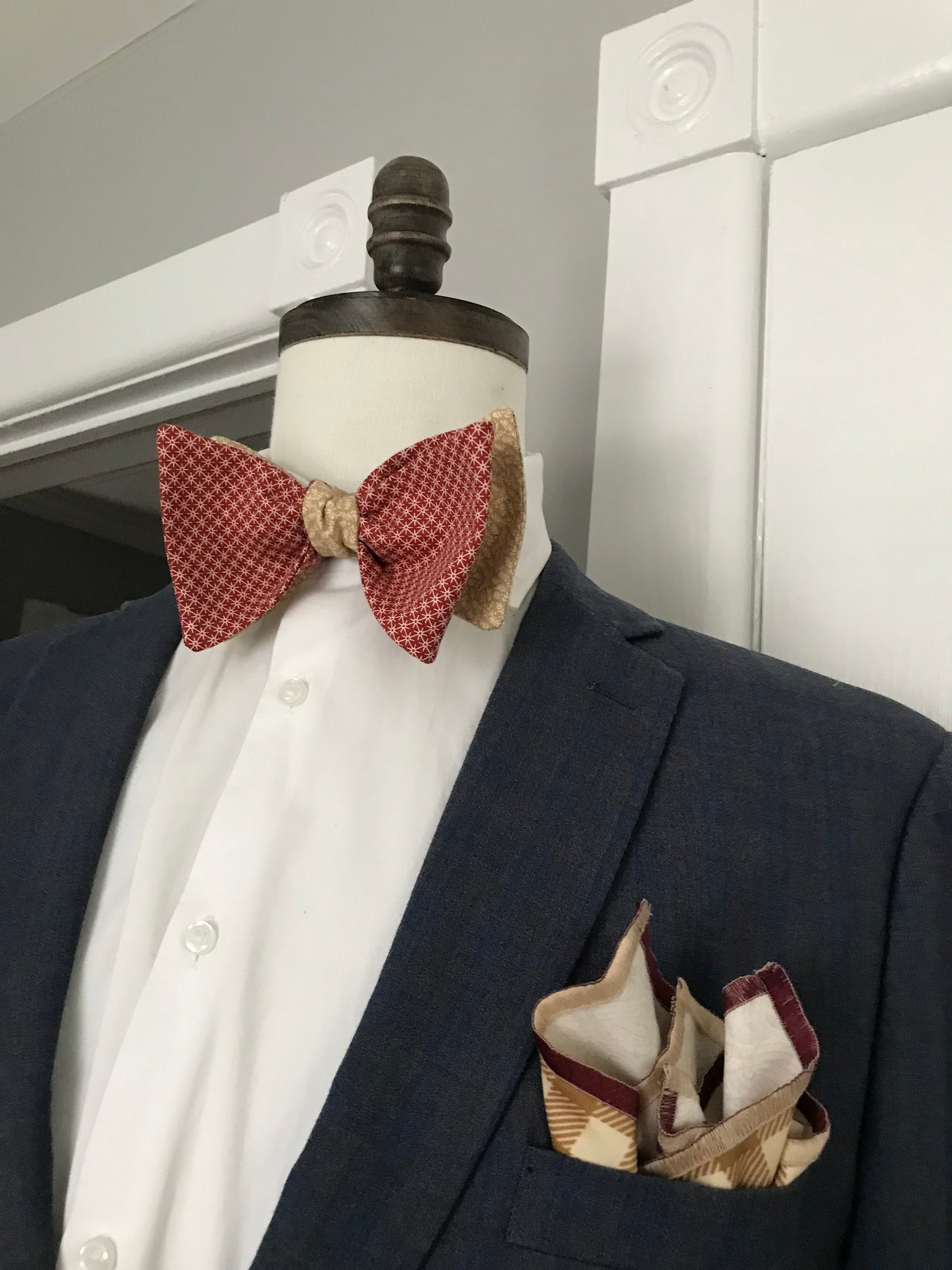 Rusty and tan reversible Bowtie set (FATBOW)