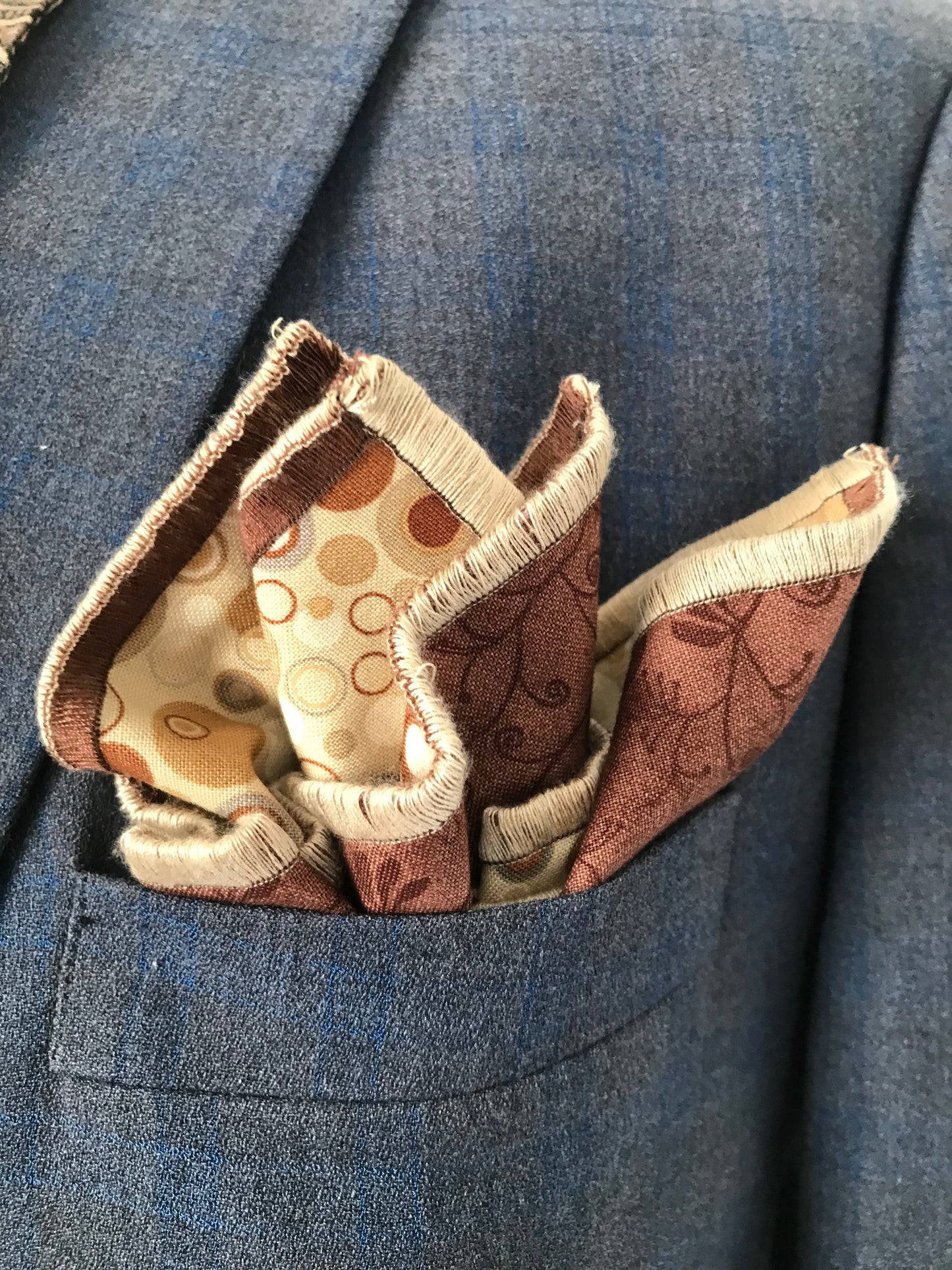 Deep brown paisley and bone print reversible Bowtie set (FATBOW)
