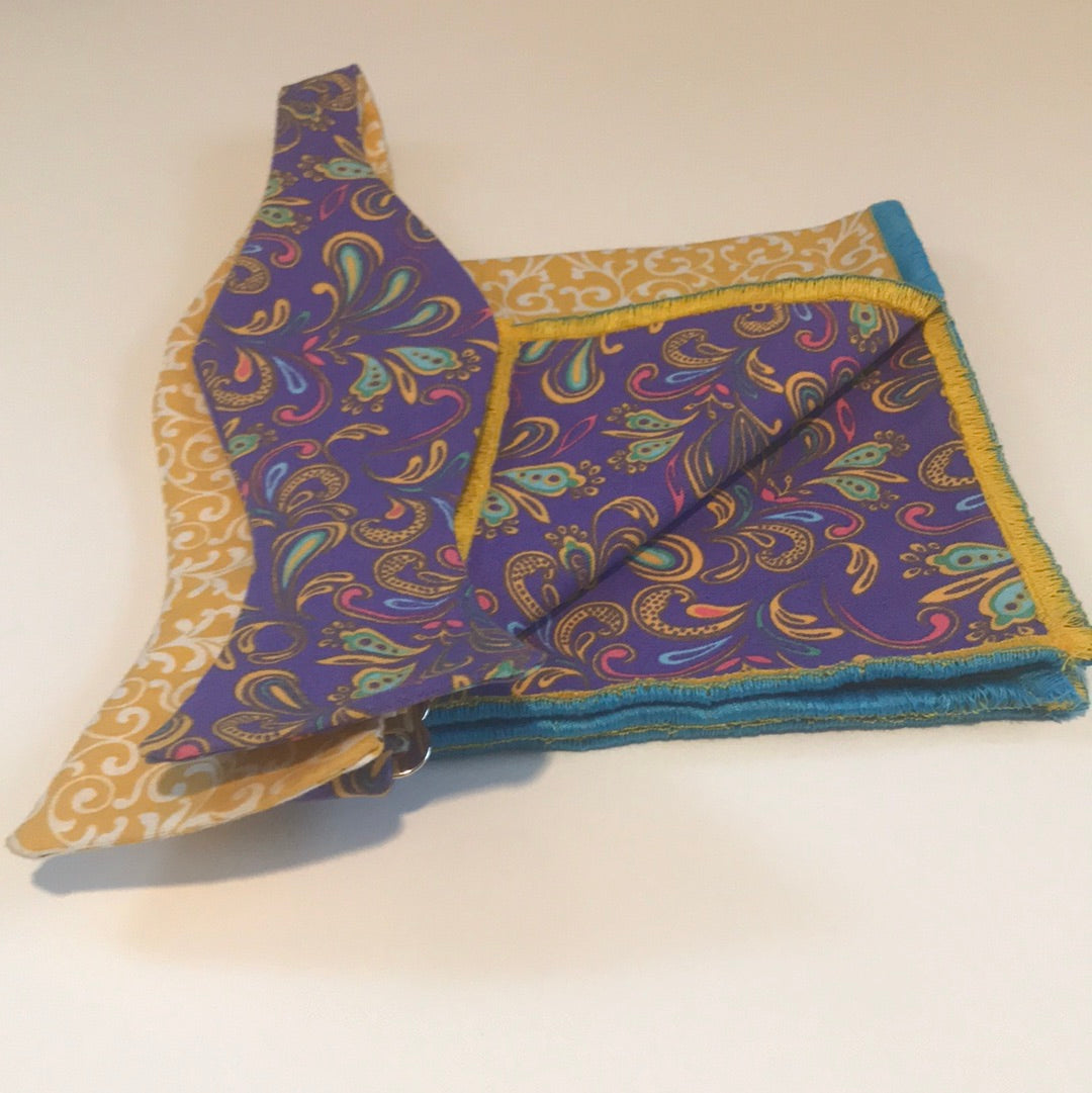 Purple and Gold Print Bowtie Set