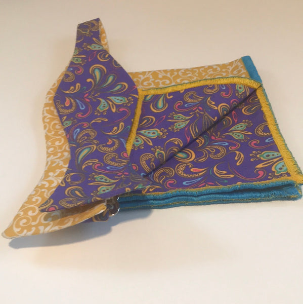 Purple and Gold Print Bowtie Set