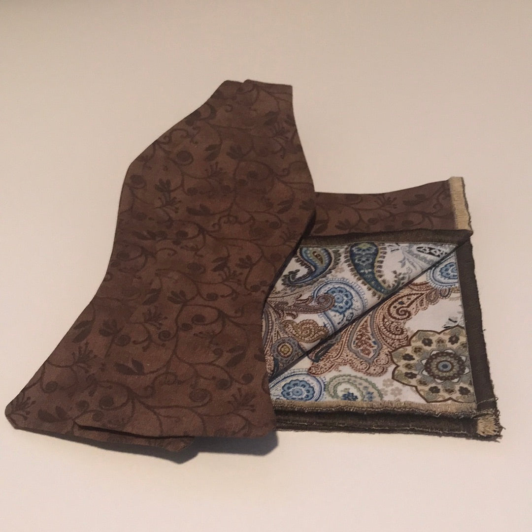 Brown print Bowtie Set