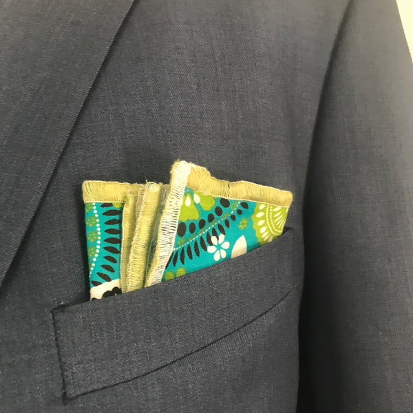 Green paisley print tie set