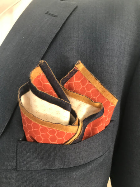 Blue And rust print reversible Bowtie set