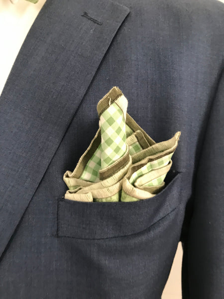 Light green mix paisley print with green paisley reversible Bowtie set