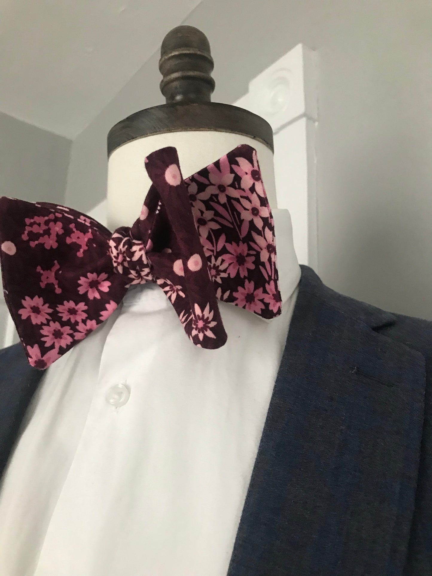 Rosy and pink print Bowtie Set(FATBOW)