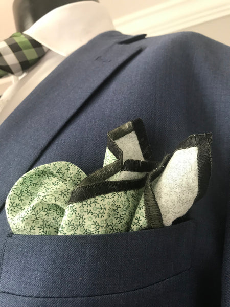 Green with white and blue Tie set
