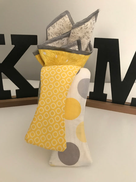 Yellow and Grey Dots Bow tie set