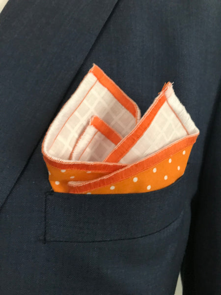 Orange circle and orange dot reversible Bowtie set