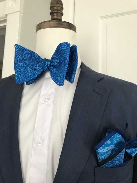Royal blue paisley print Bowtie Set