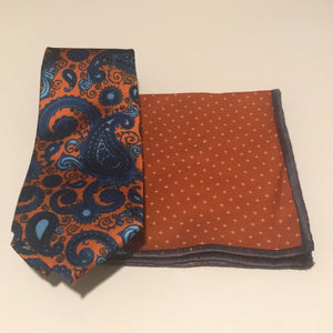Orange and blue Tie set