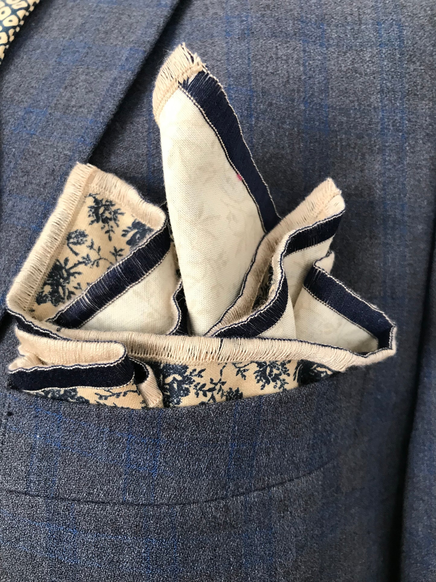 Blue and deep tan Reversible Bowtie set (FATBOW)