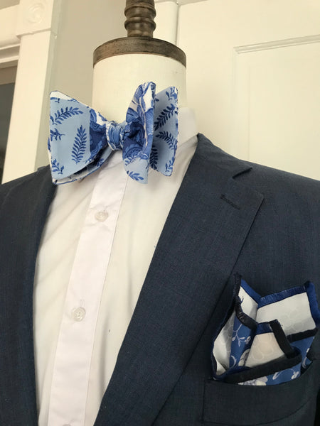 Mixed blue flower print Bowtie Set