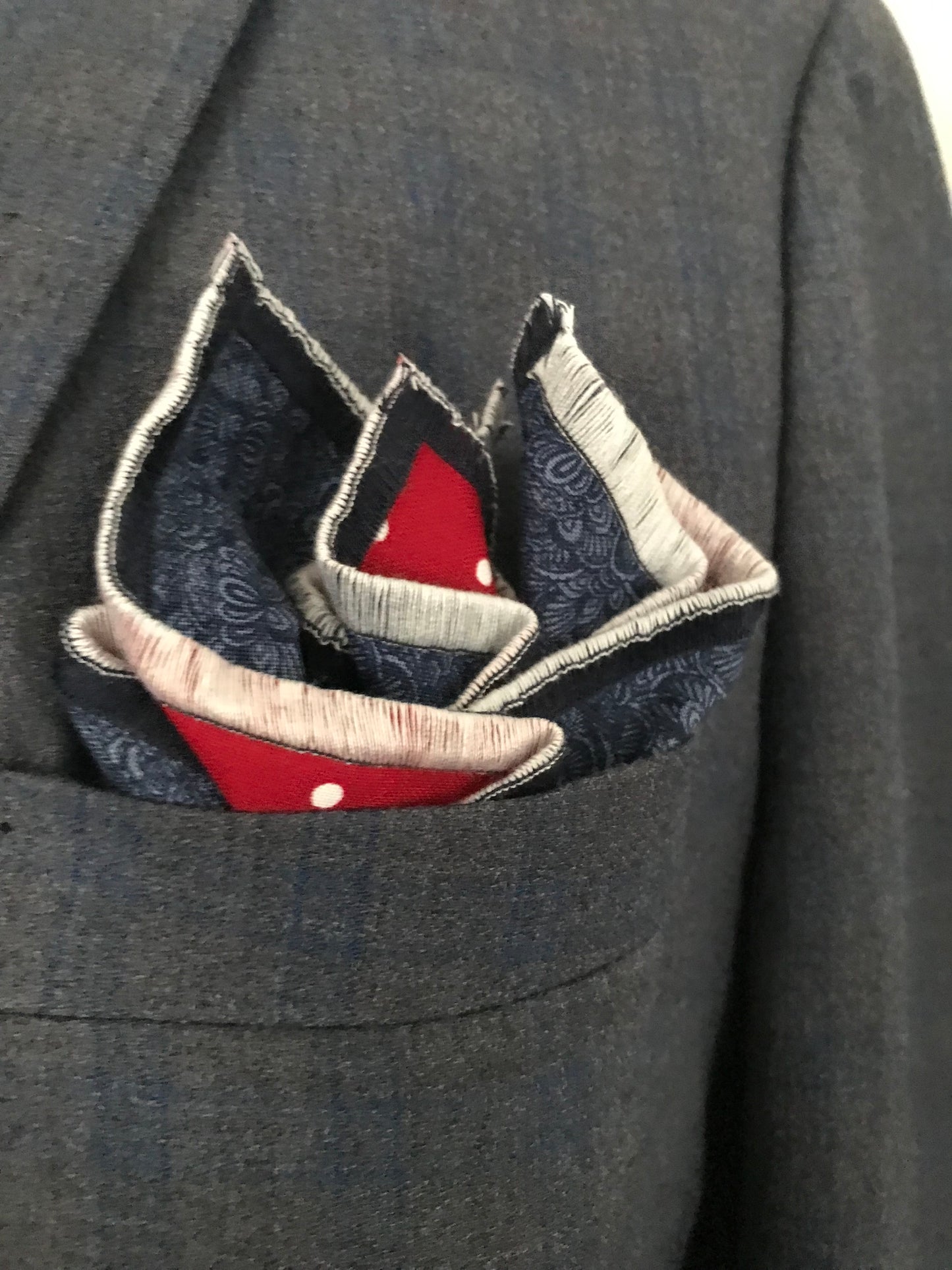 Blue and burgundy print Reversible Bowtie set (FATBOW)