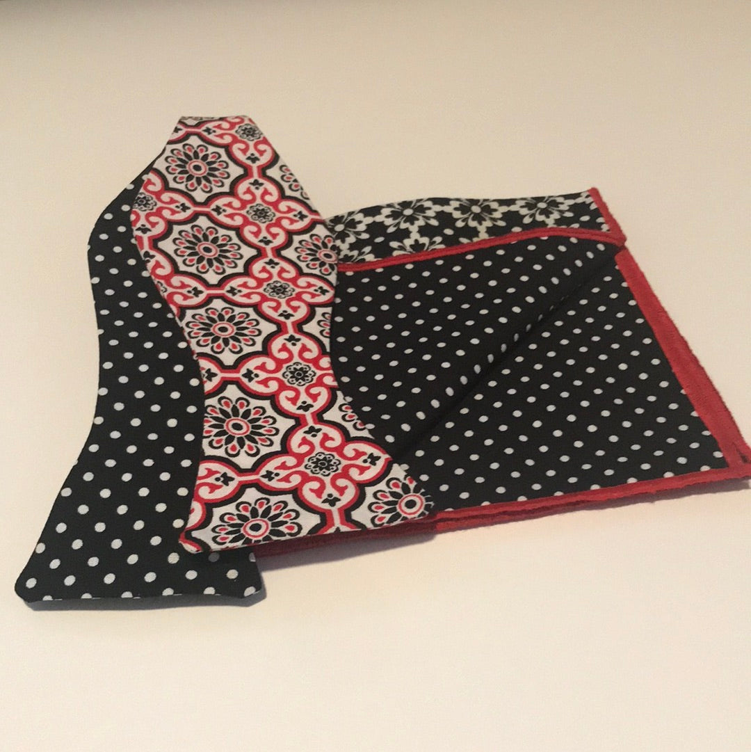 Black and Red dot Bowtie set