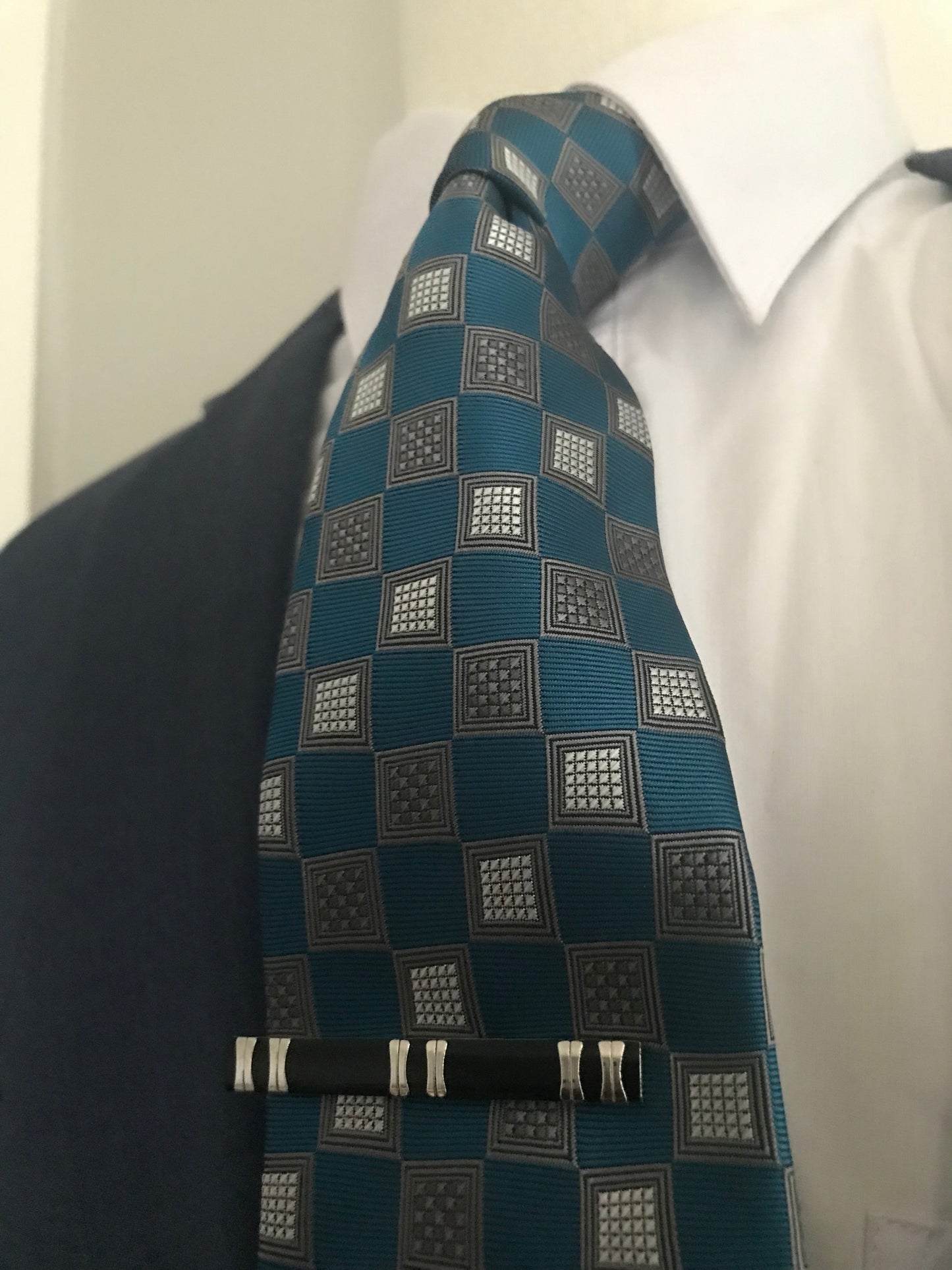 Teal and grey tie set