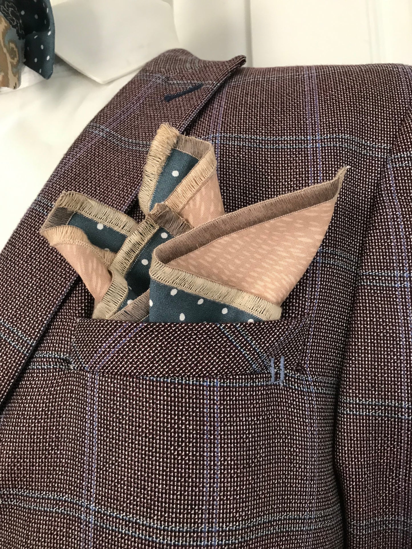 Beige and teal grey reversible Bowtie set (traditional)