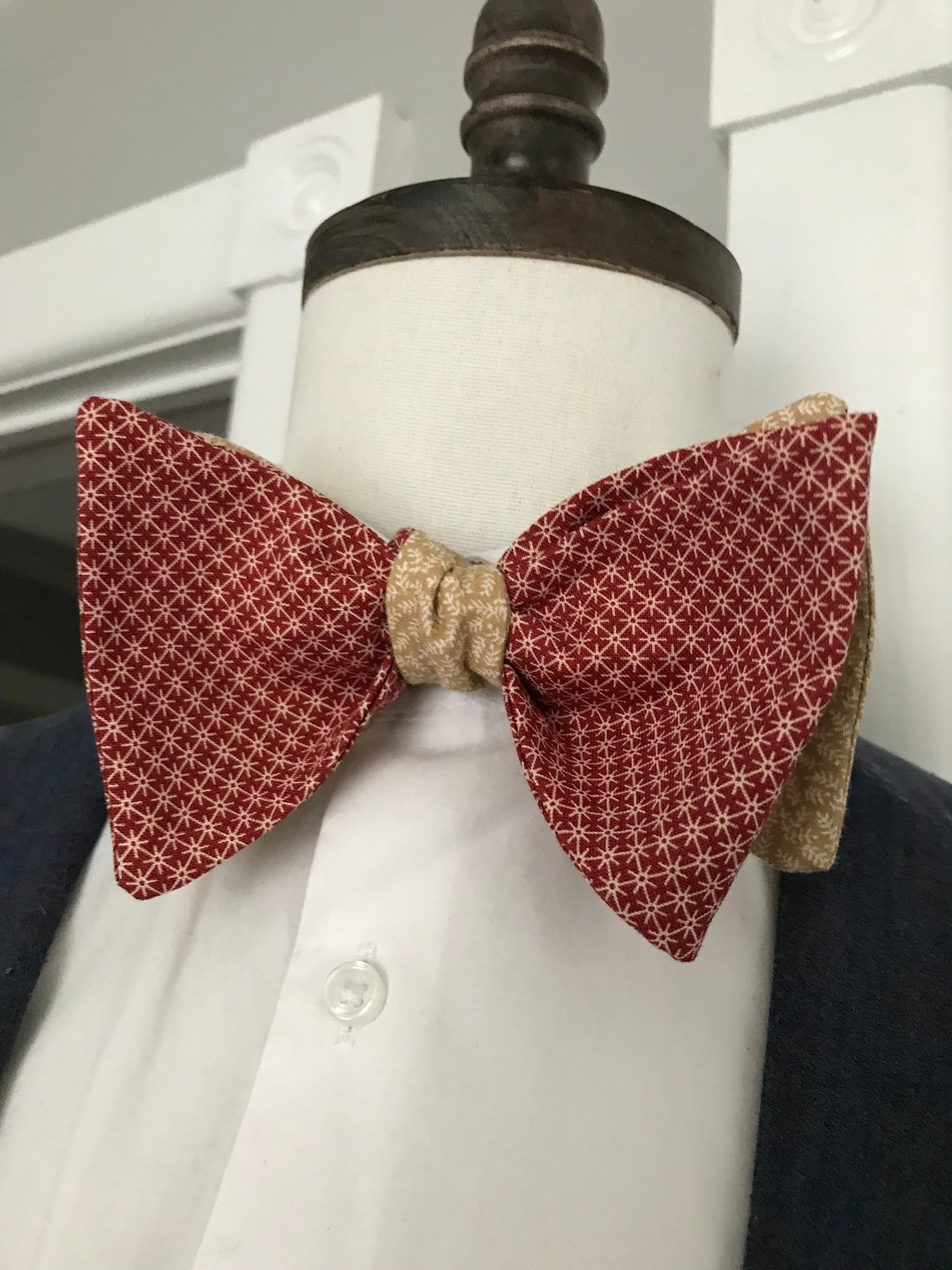 Rusty and tan reversible Bowtie set (FATBOW)
