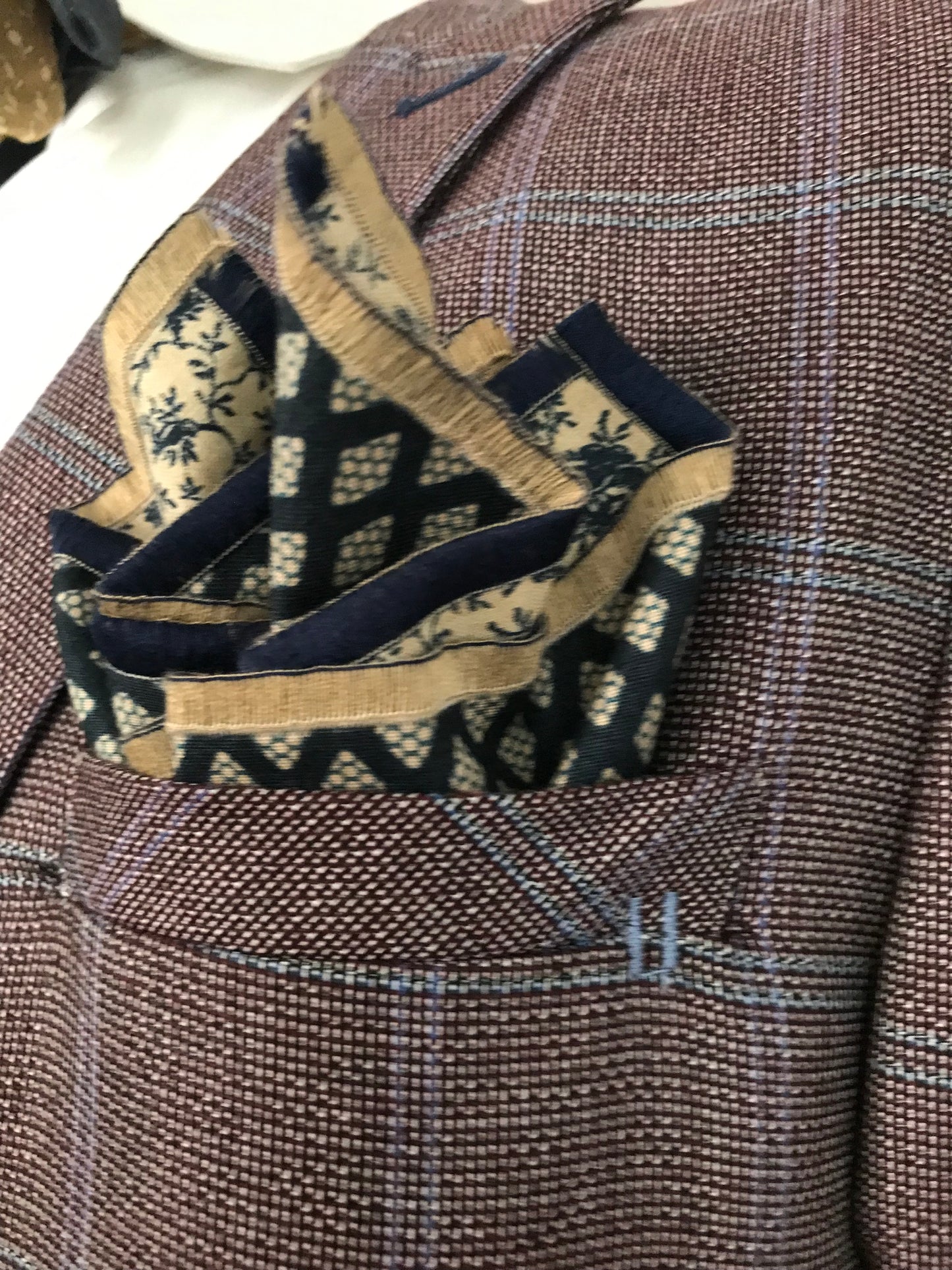 Blue and beige reversible Bowtie set (traditional)