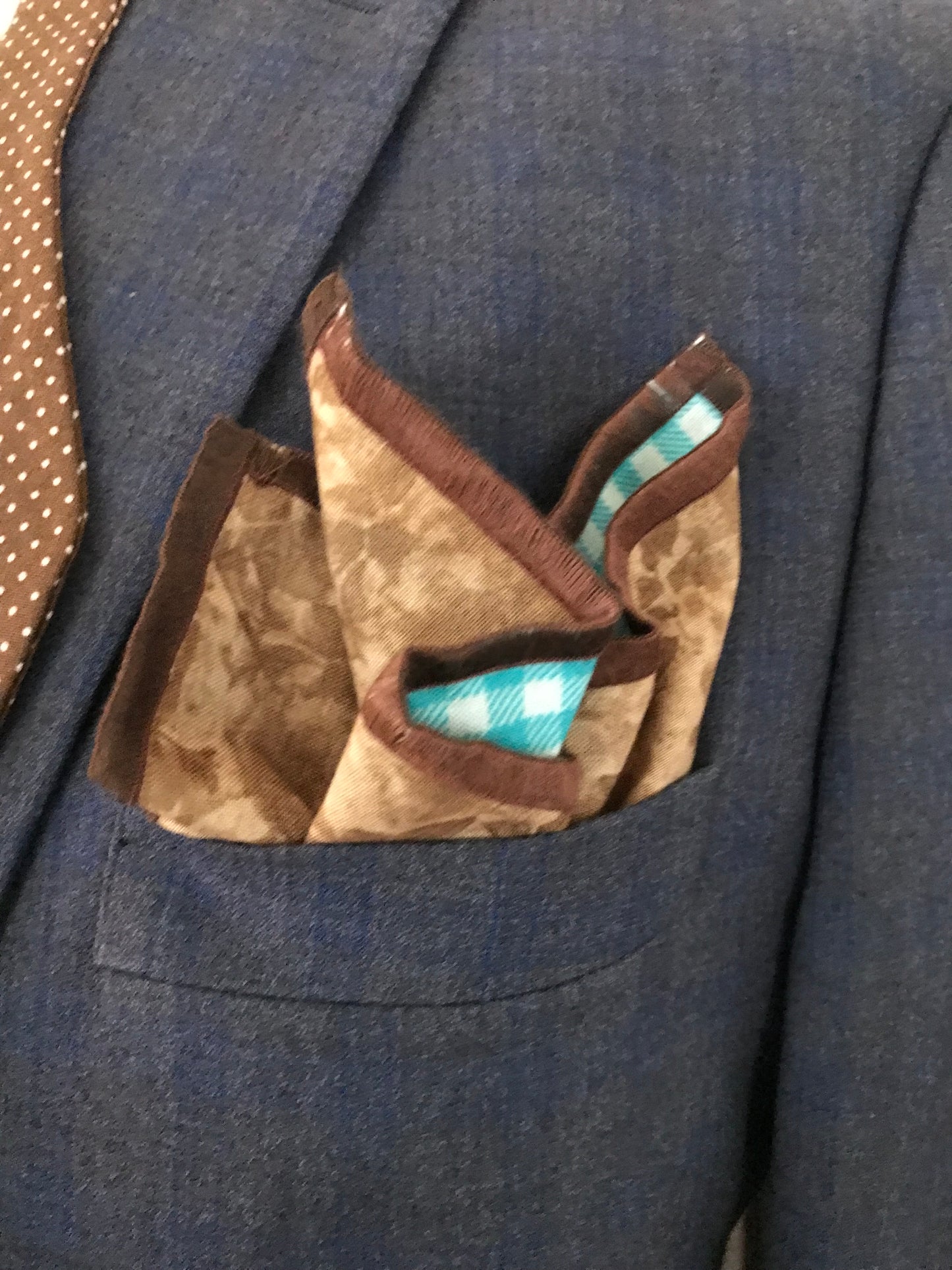 Brown dots and teal and brown dot print Bowtie Set (FATBOW)