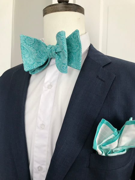 Teal paisley print Bowtie Set