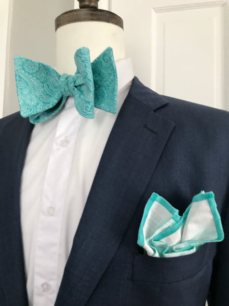 Teal paisley print Bowtie Set